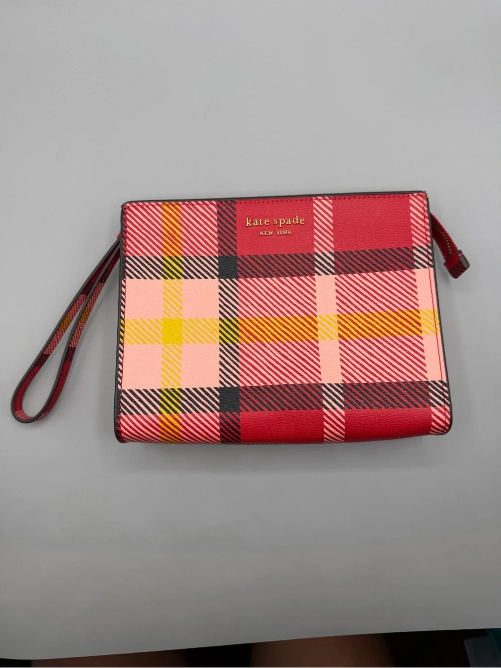 BRAND NEW Kate Spade Morgan Museum Plaid Gusseted Wristlet